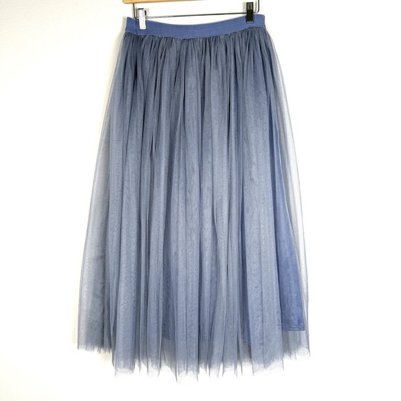 Altar'd State Tulle Midi Skirt Smoky Blue Womens Medium Balletcore Feminine Boho - Picture 1 of 7